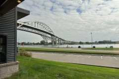 The twin spans of the Blue Water Bridge in Port Huron, MI.