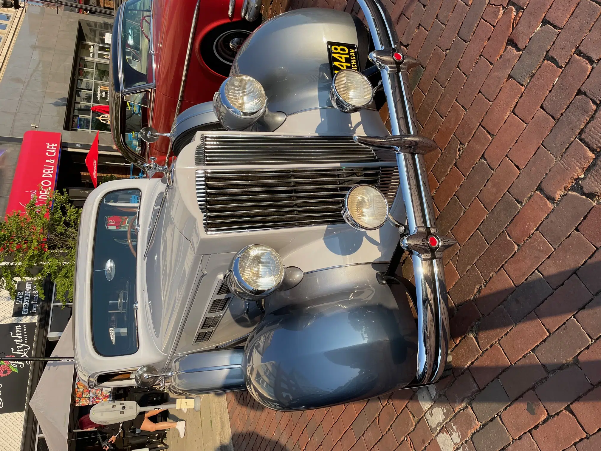 1937 Packard 120-CD 4-Door Touring Sedan in  Gray & Silver, Front 3/4 View