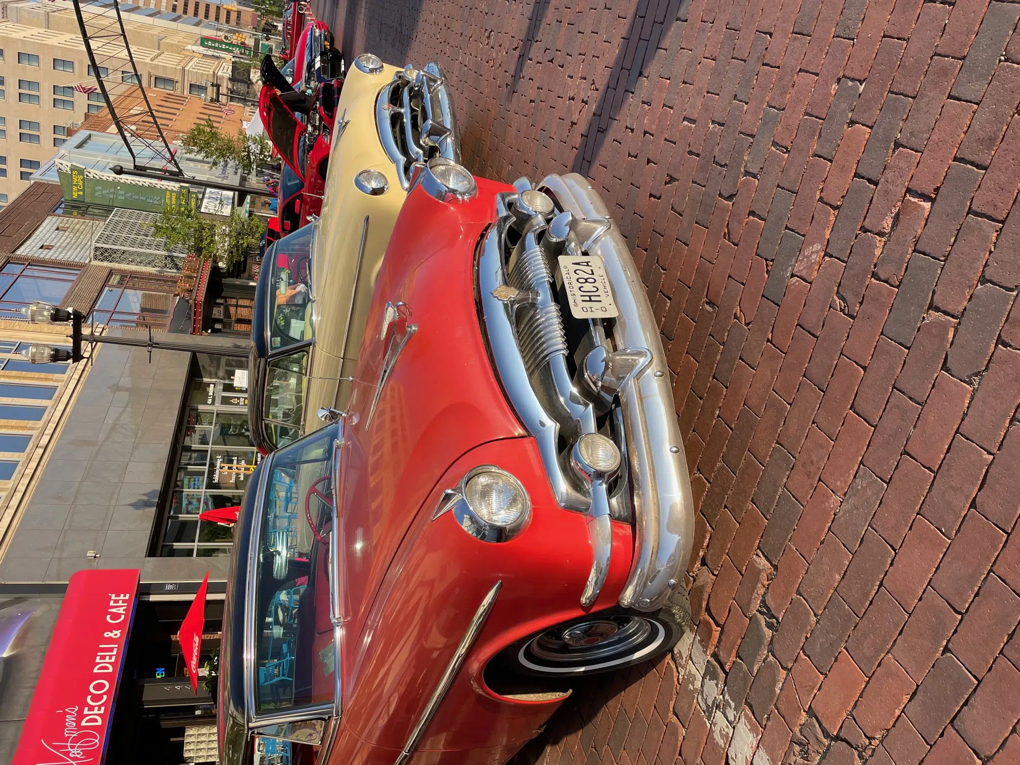 1954 Packard Pacific 2-Door Hardtop in Red & Black, Front 3/4 View