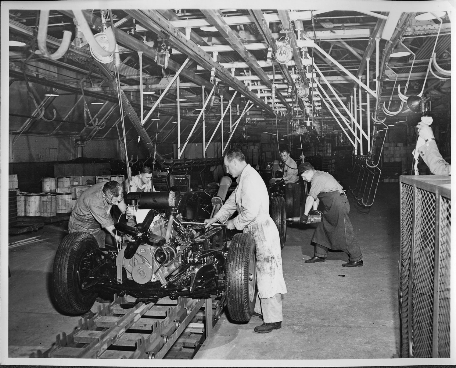 1947 Packard Motor Co. file photo showing the East Grand Boulevard factory assembly line